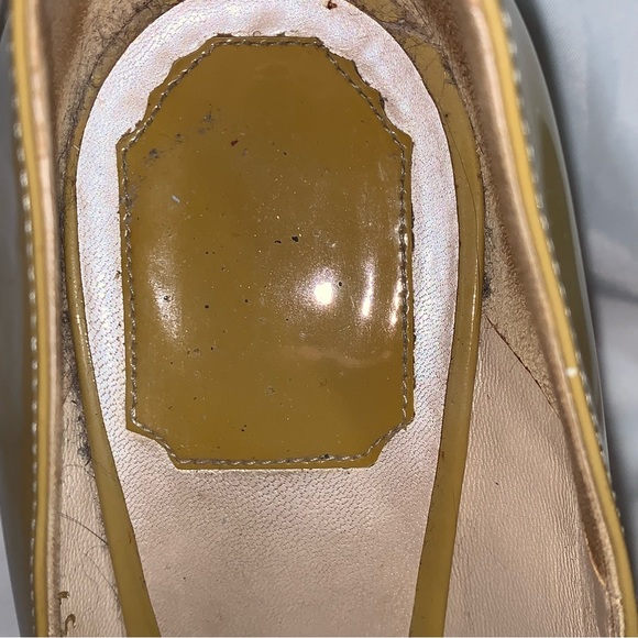 DIOR size 39 mustard yellow patent leather PEEP TOE platform STILLETO pumps - Picture 10 of 15